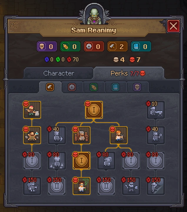 A zombie character panel shows red and white skulls and connected perk choices.